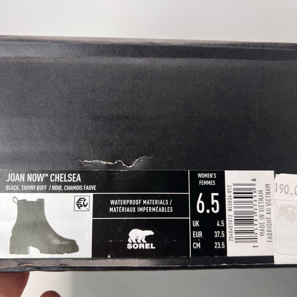 Sorel Joan Now Waterproof Chunky Heel Chelsea Boot Black Women's 6.5 Tried On - Picture 10 of 11